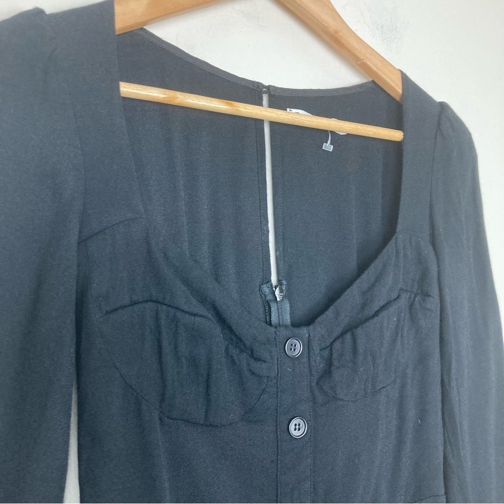 Reformation Milla black long sleeve bustier neckline fit and flare dress. Size 4 - Picture 3 of 6